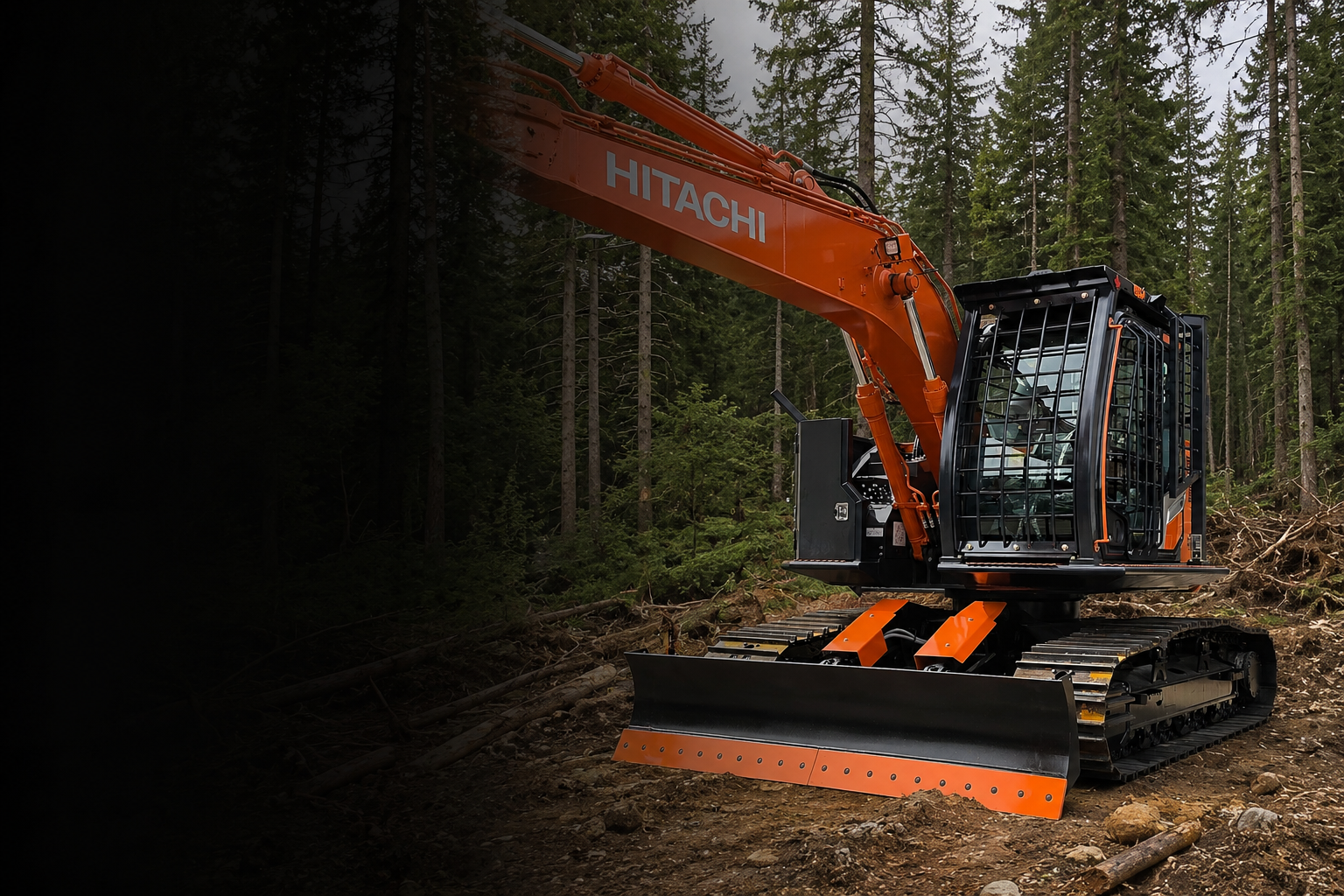 Hitachi ZX245 zero swing with high and wide conversion installed