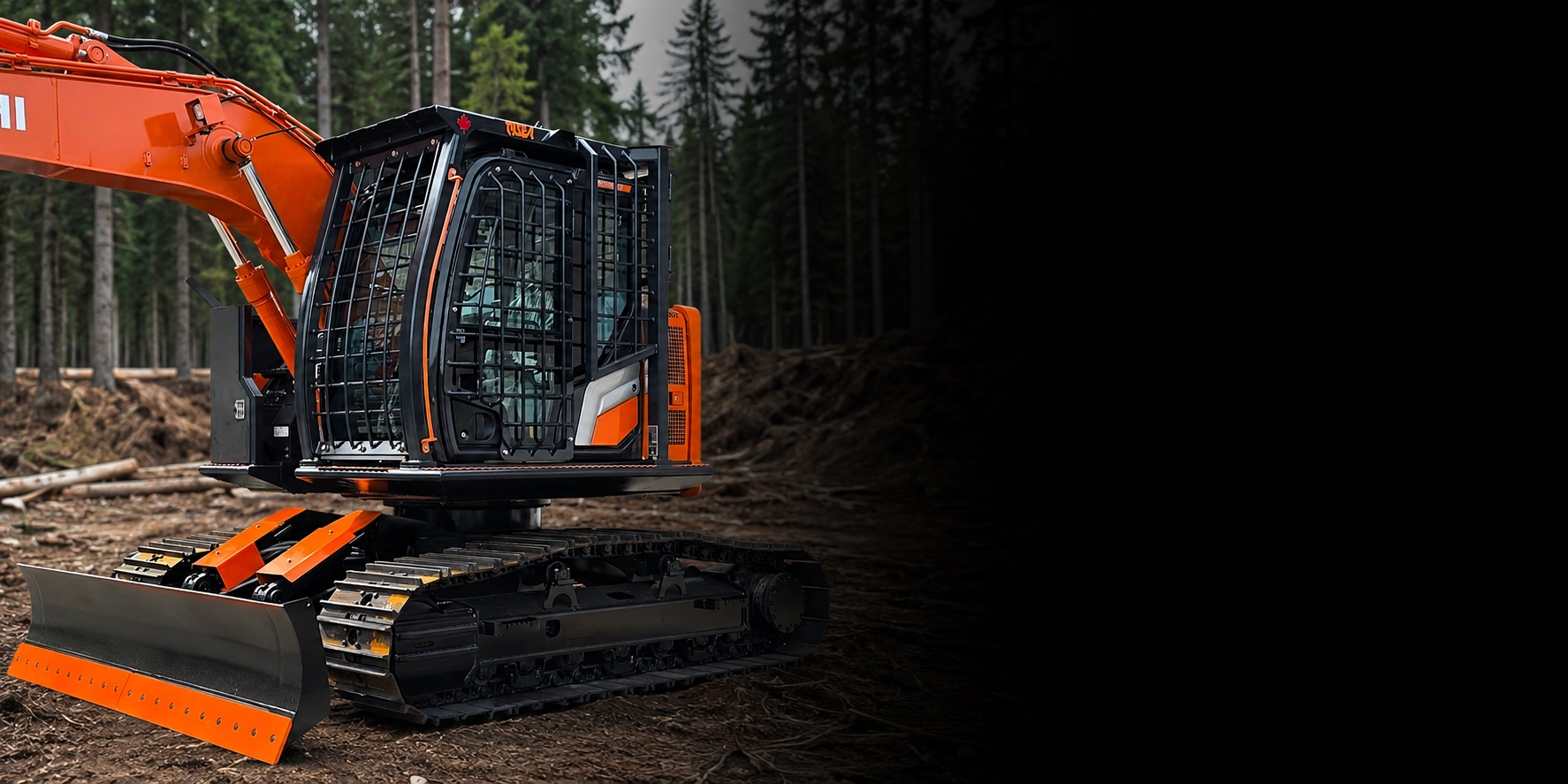 Hitachi ZX135 with high and wide conversion installed