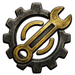 Icon with wrench and gear indication heavy duty or custom building
