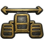 Icon indicating a wider track or undercarriage stance of an excavator