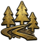 Icon with trees indicating access in forestry and off road